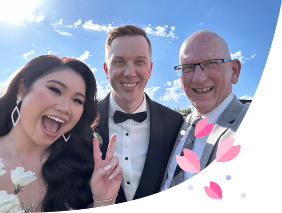 Image of celebrant, Craig Anderson, with a beautiful couple